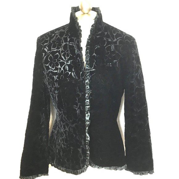 Noviello Bloom Black Velvet Victorian 90’s Jacket - Picture 1 of 12